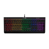 HyperX Alloy Core RGB gaming keyboard front facing displaying RGB lighting effects